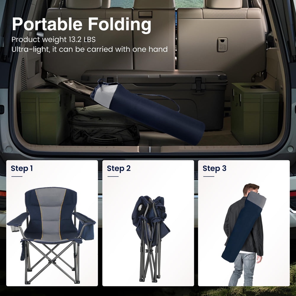 HIGH POINT SPORTS chair folds compactly for quick storage and travel