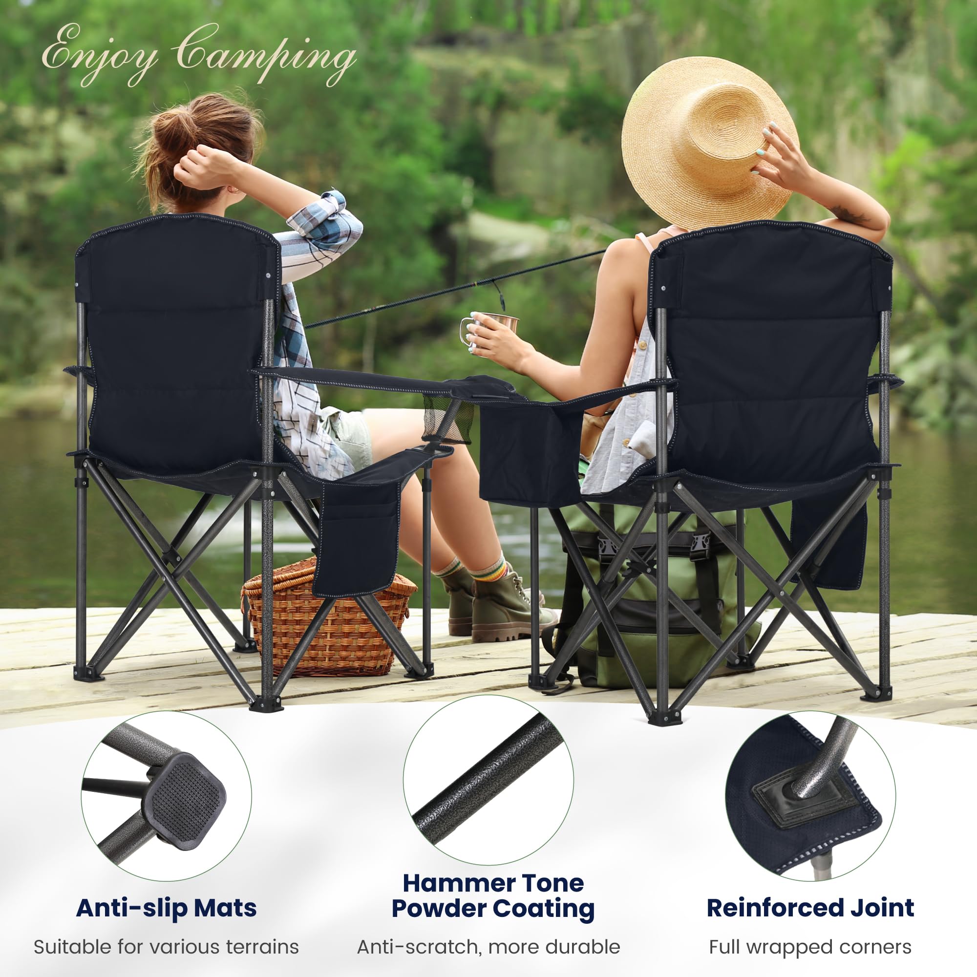 High Point Sports folded chair in green fits compactly for travel.