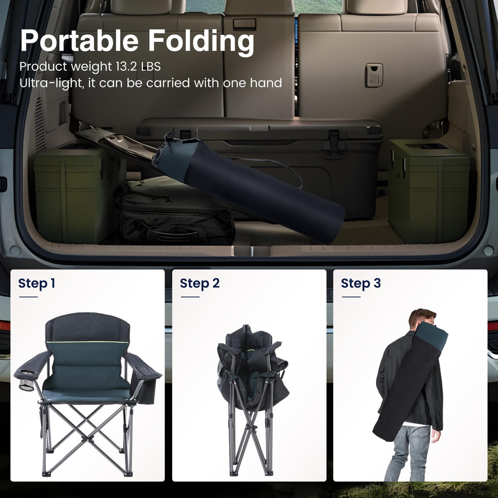 HIGH POINT SPORTS green outdoor chair in use at a beach or park.