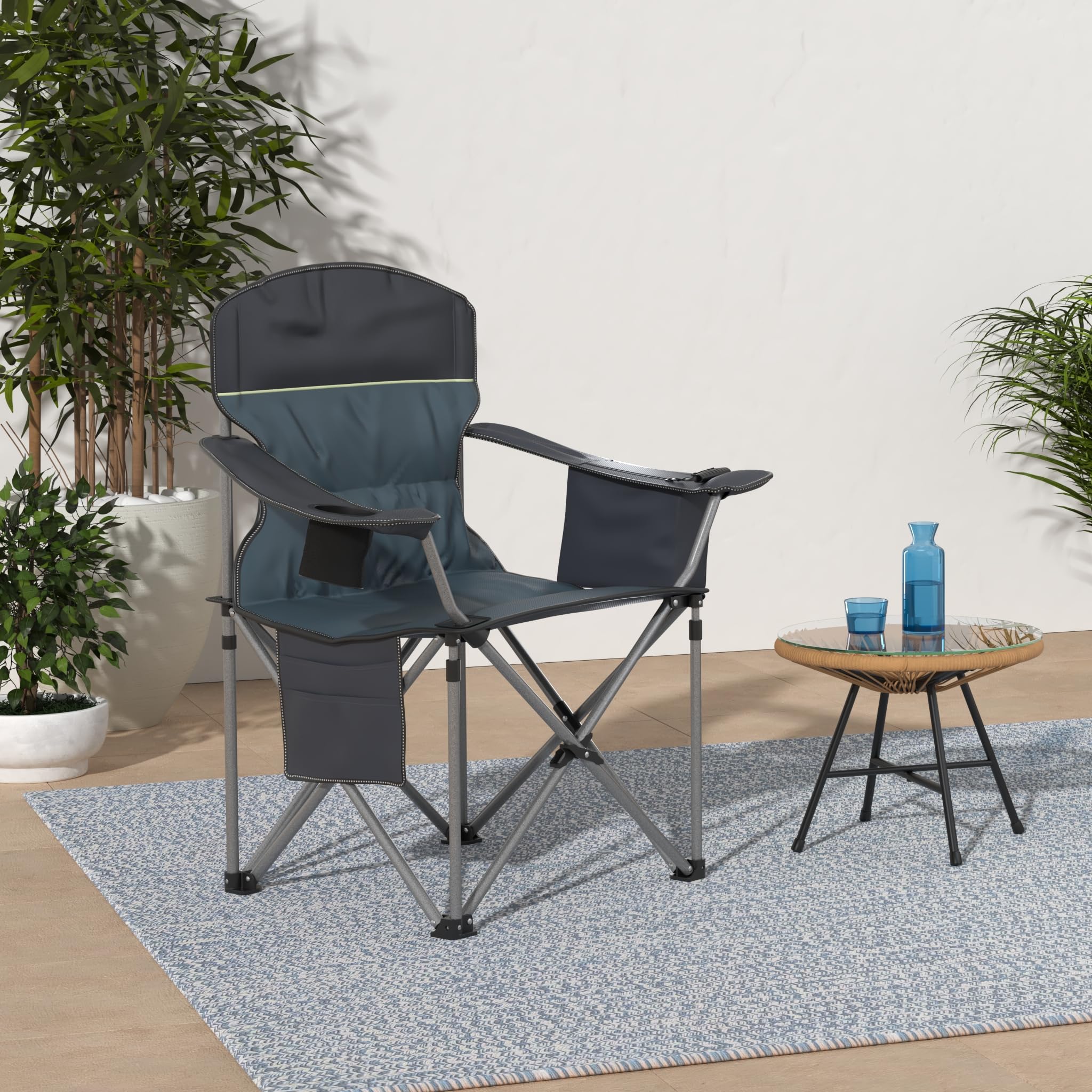 HIGH POINT SPORTS heavy-duty oversized chair front view highlights sturdy steel frame.