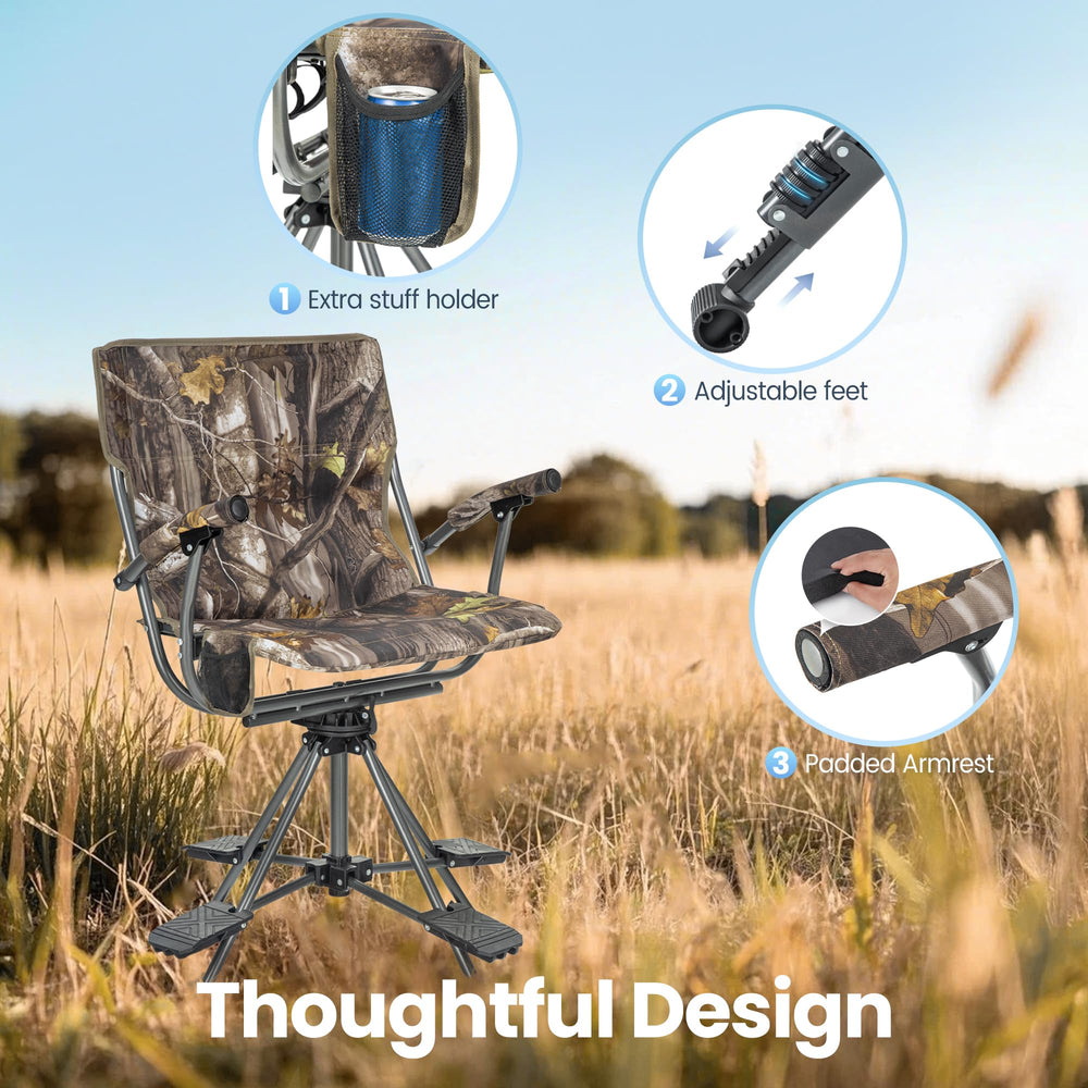 HIGH POINT SPORTS hunting chair 350 lb capacity ensures solid support.