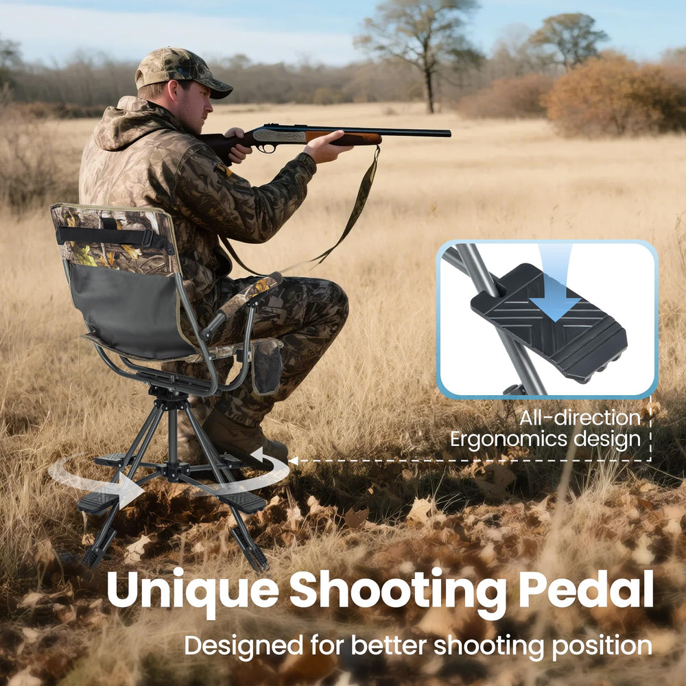 HIGH POINT SPORTS hunting chair spiral adjustment allows length customization.