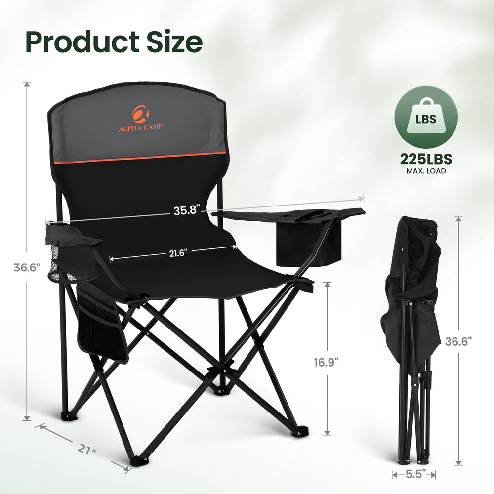 HIGH POINT SPORTS lightweight steel frame chair for easy transport and setup.
