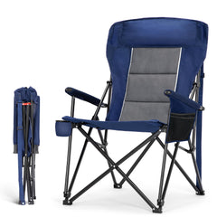 HIGH POINT SPORTS oversized camping chair in blue with high back for long outdoor seating