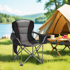 HIGH POINT SPORTS oversized camping chair folded for compact transport and storage