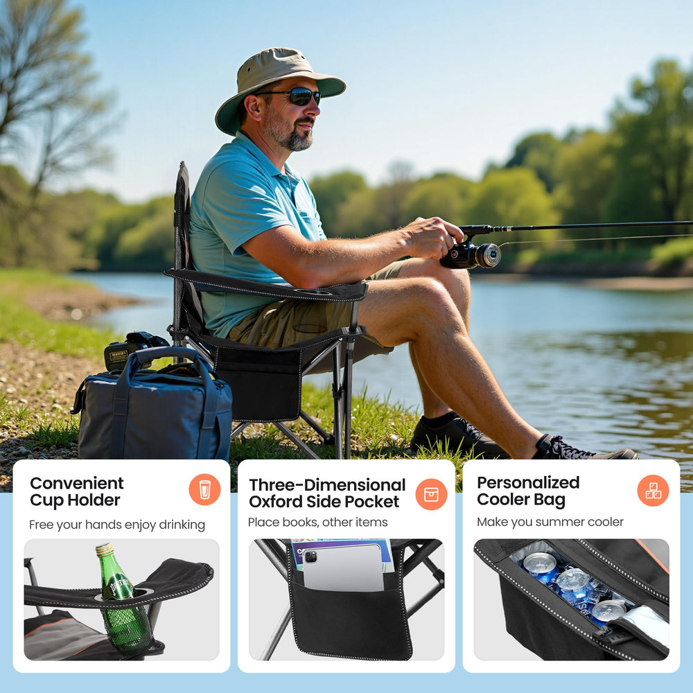 HIGH POINT SPORTS oversized camping chair heavy-duty frame supports up to 450 lbs