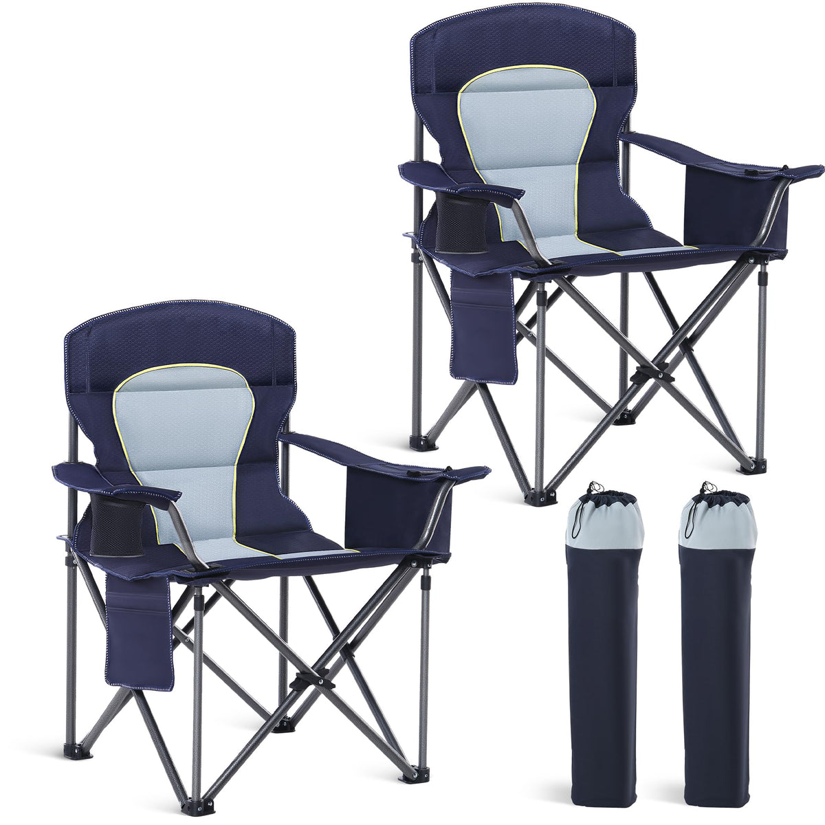 HIGH POINT SPORTS oversized camping chair side view, roomy seating for taller users.