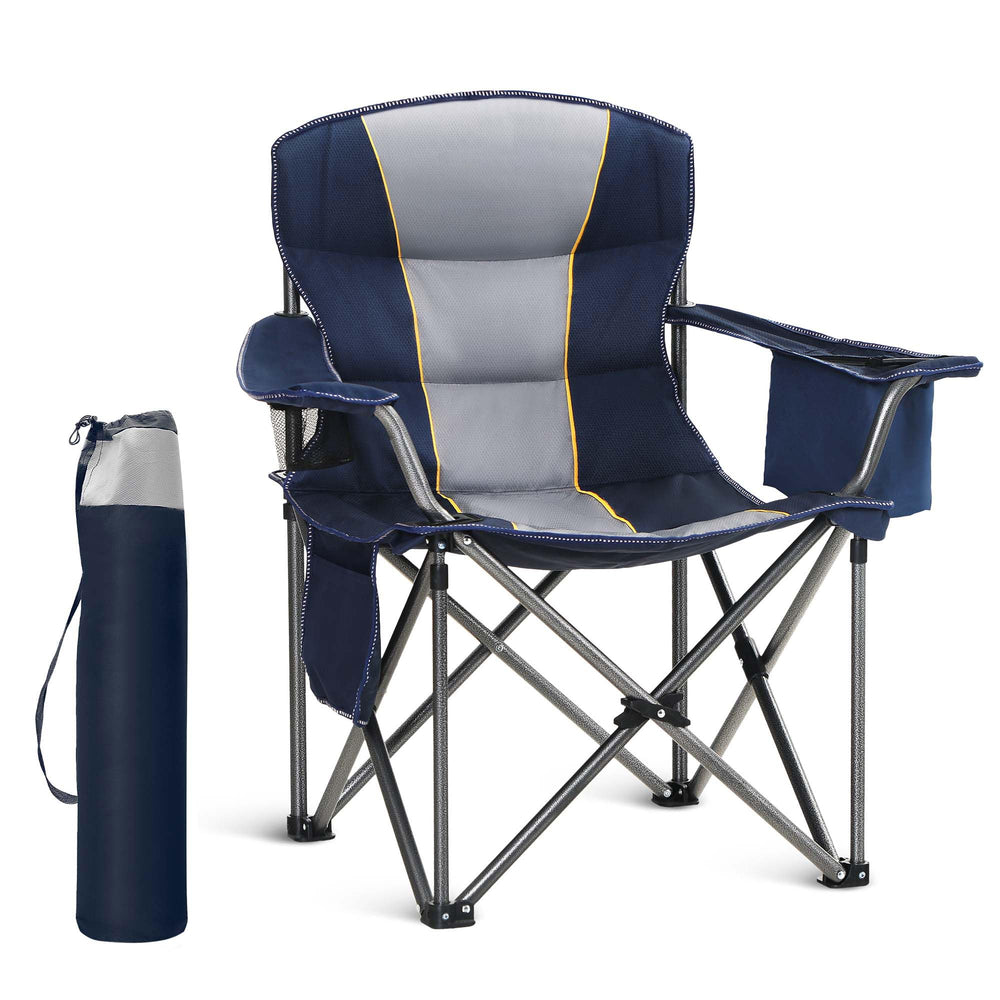 HIGH POINT SPORTS oversized folding camping chair blue, easily transported for outdoor seating