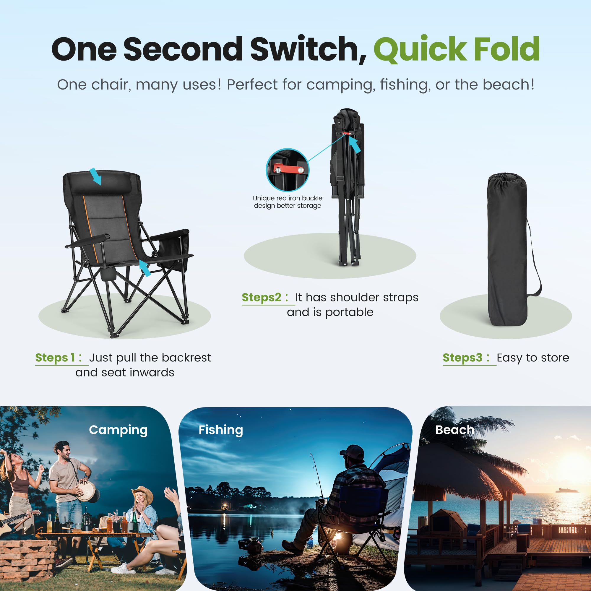 HIGH POINT SPORTS oversized folding camping chair durable materials designed for outdoor use
