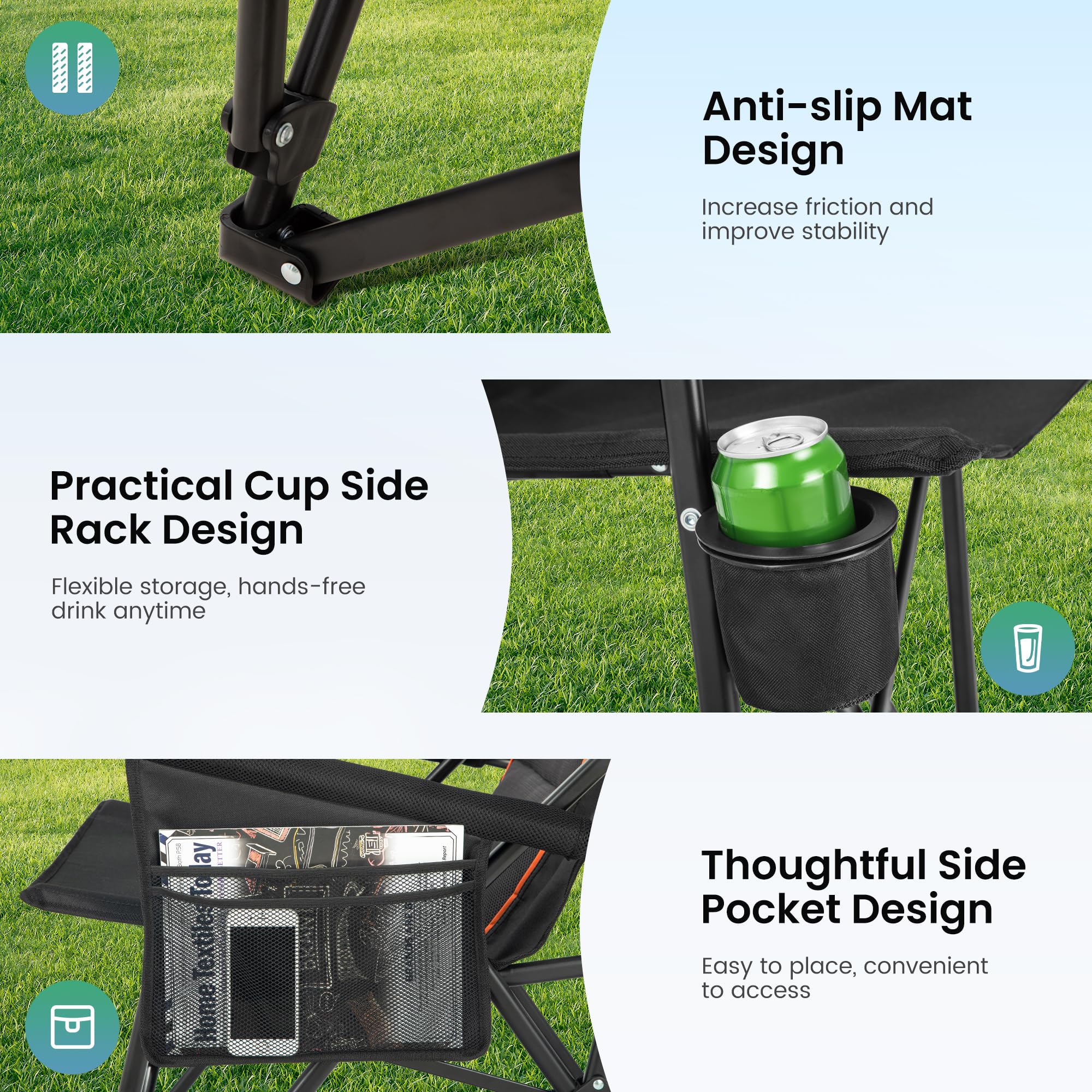 HIGH POINT SPORTS oversized folding camping chair outdoor scene suitable for camping or beach