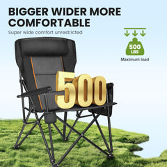 HIGH POINT SPORTS oversized folding camping chair side pocket stores essentials for quick access