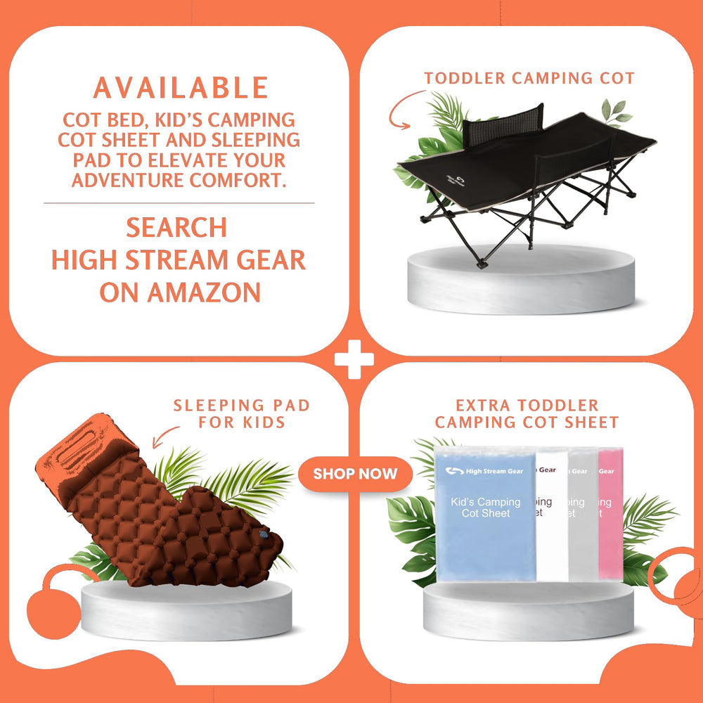 High Stream Gear portable kids camping sleeping pad fits in backpacks.