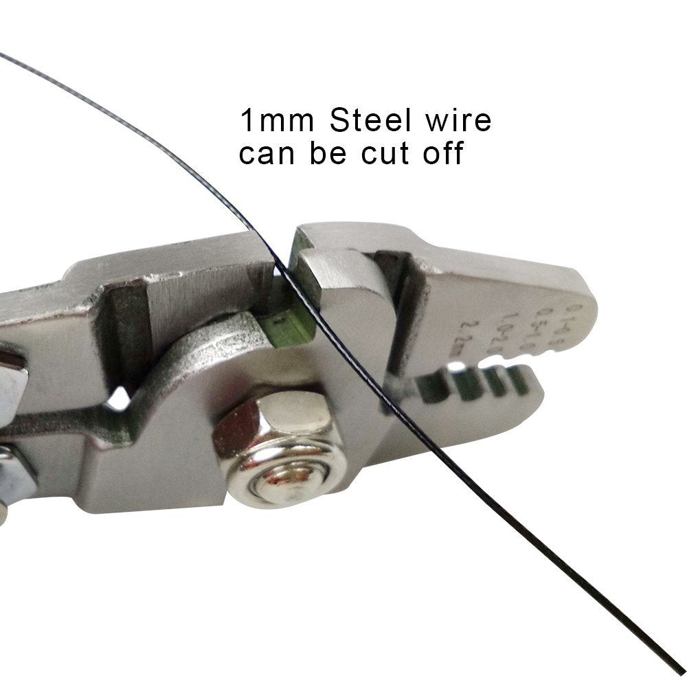 Pliers built with high-carbon steel construction.