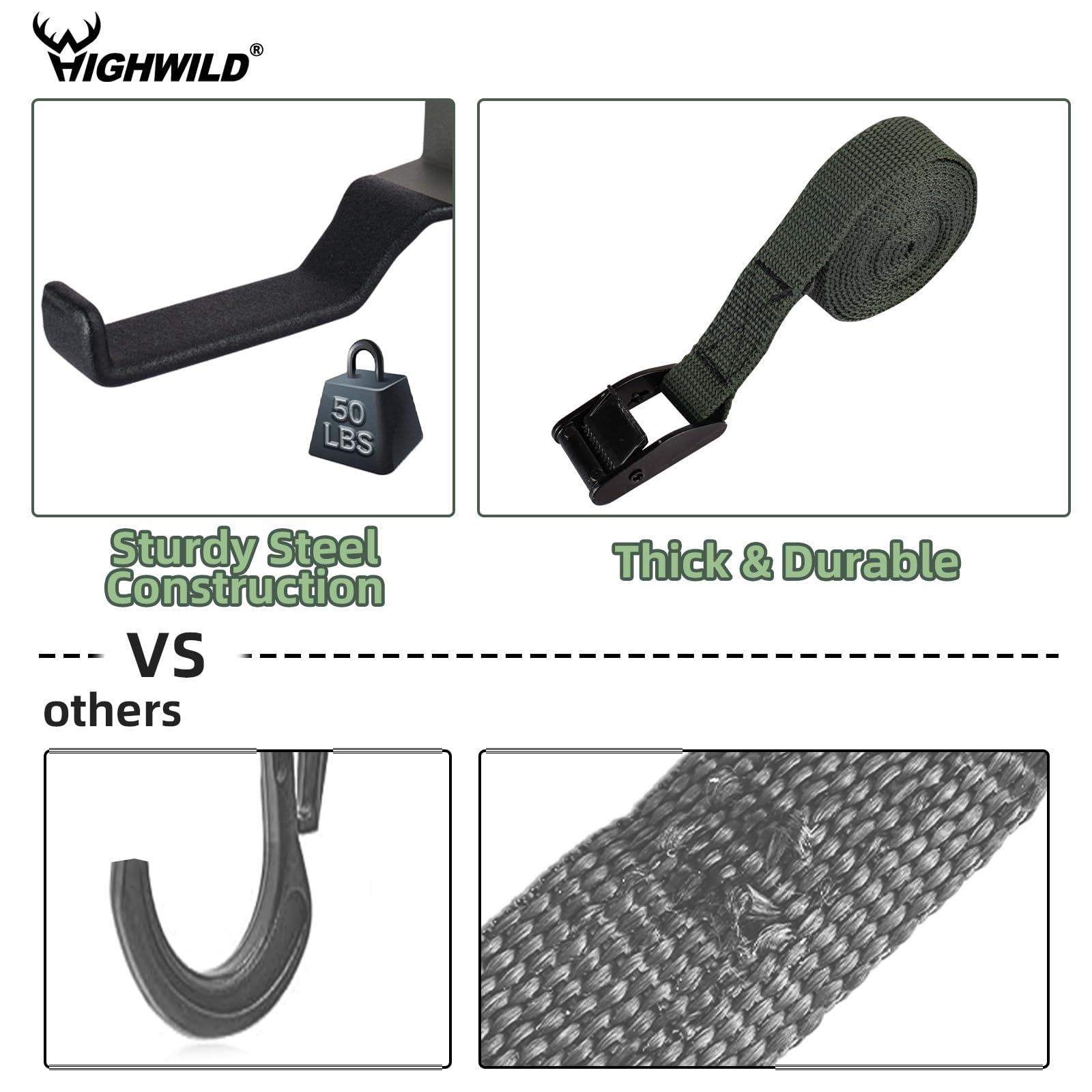 Highwild 6-foot strap supports up to 300 lbs for secure tree setups