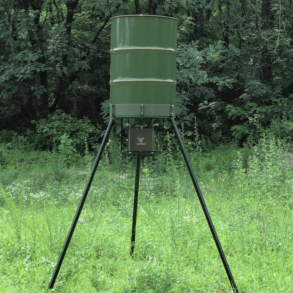 Highwild deer feeder universal mount enables flexible installation on most barrels.