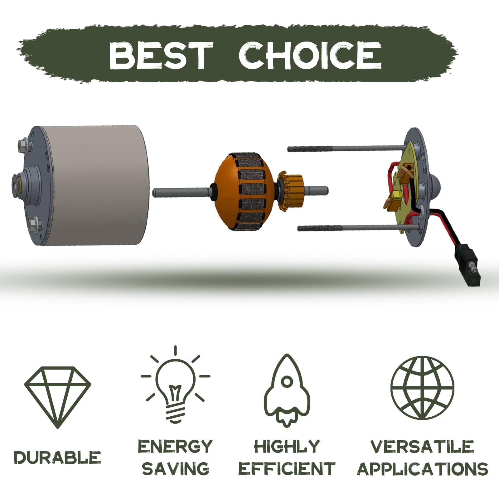Highwild motor with compact 6.5 x 4 x 4 inch footprint suits tight spaces.