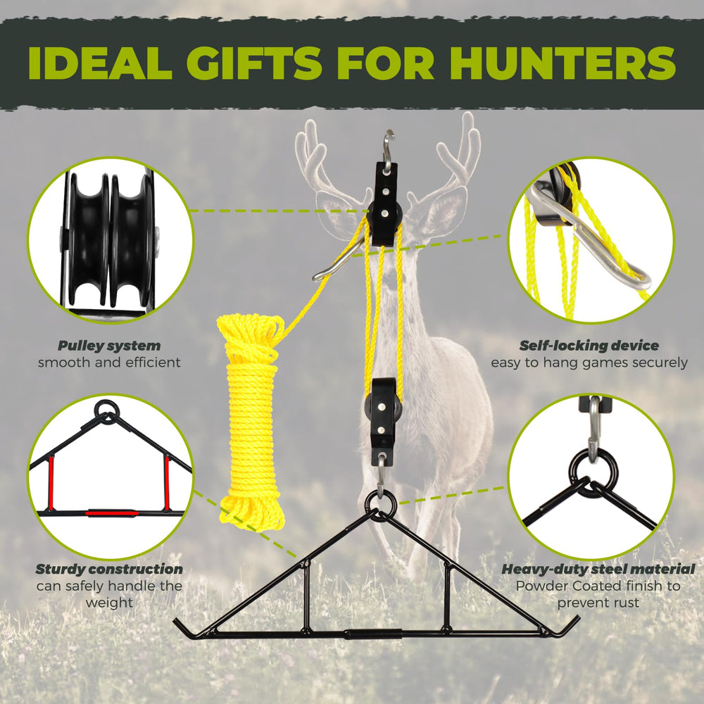 Highwild gambrel and hoist used separately to fit different setups.