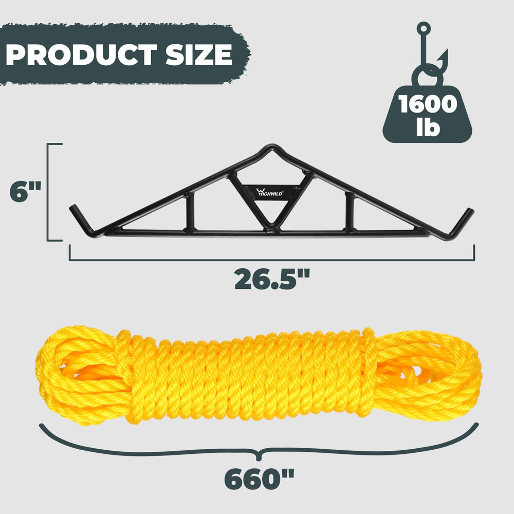 Highwild pulley-system with self-locking improves safety and adjustable setup for different heights.