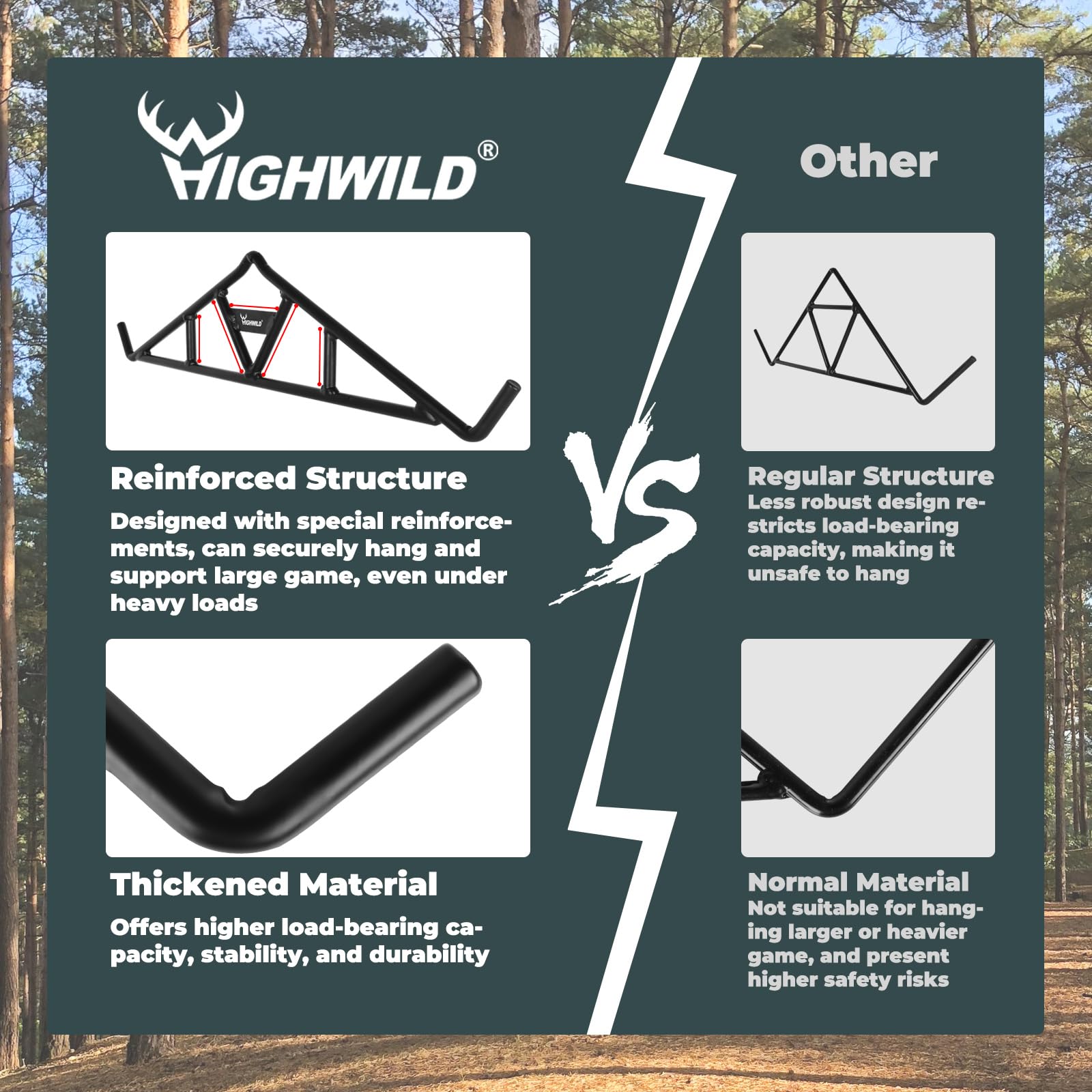 Highwild gambrel and hoist can be used separately, expanding versatility.