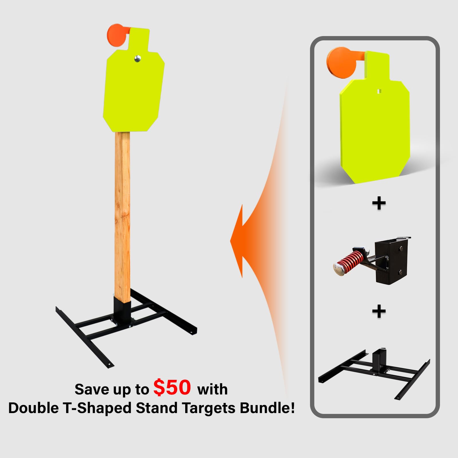 Highwild swivel paddle 3-1-4 inch attached to hostage target for angled deflection.
