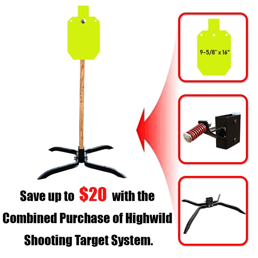 Highwild neon colored target boosts visibility in varied lighting conditions.