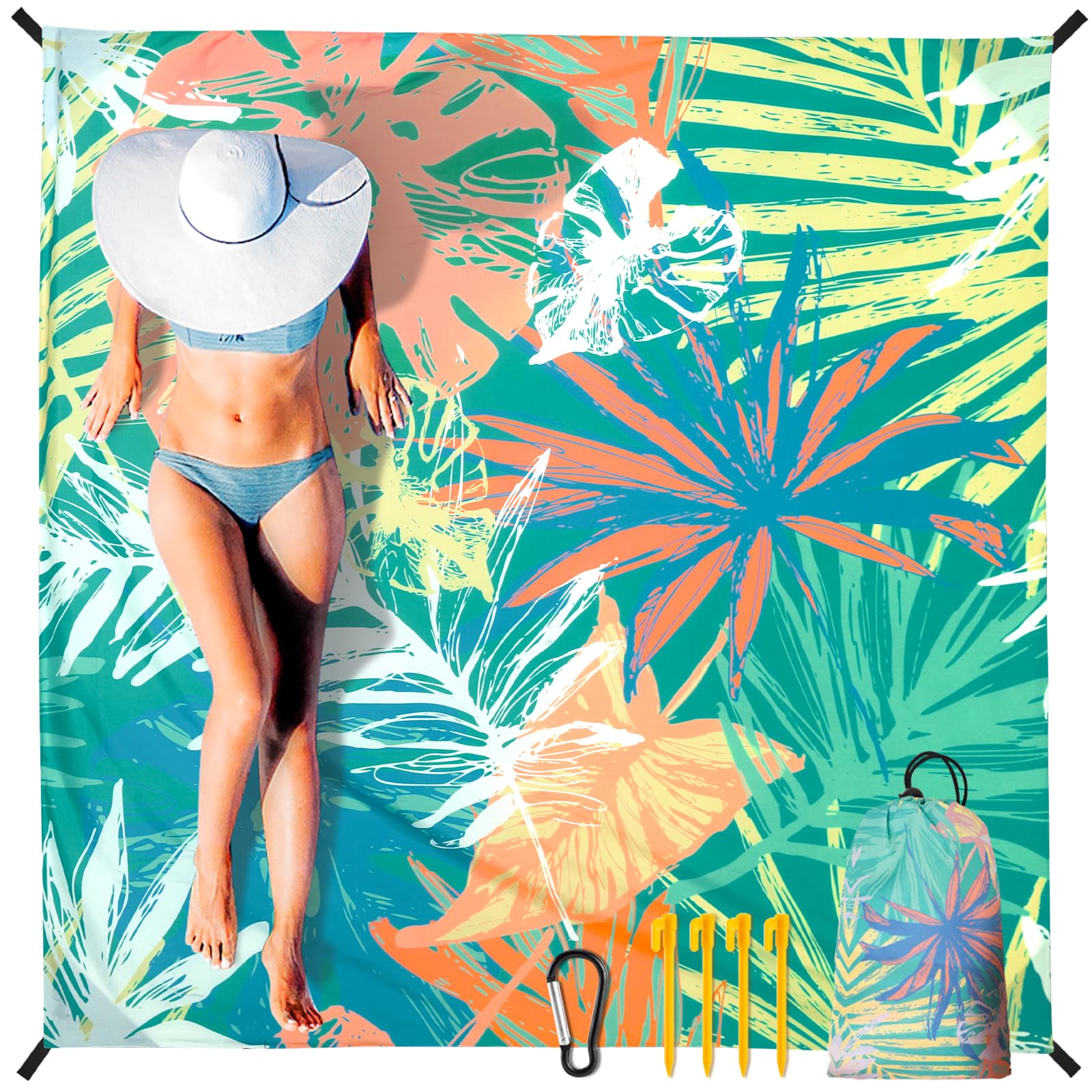 HIHOHO Beach Blanket 79x83 folded for compact travel and quick setup