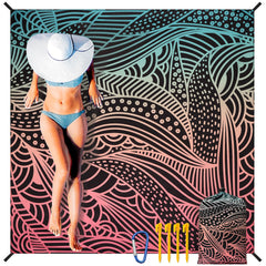 HIHOHO Beach Blanket 79x83 oversized surface for family beach days and quick drying