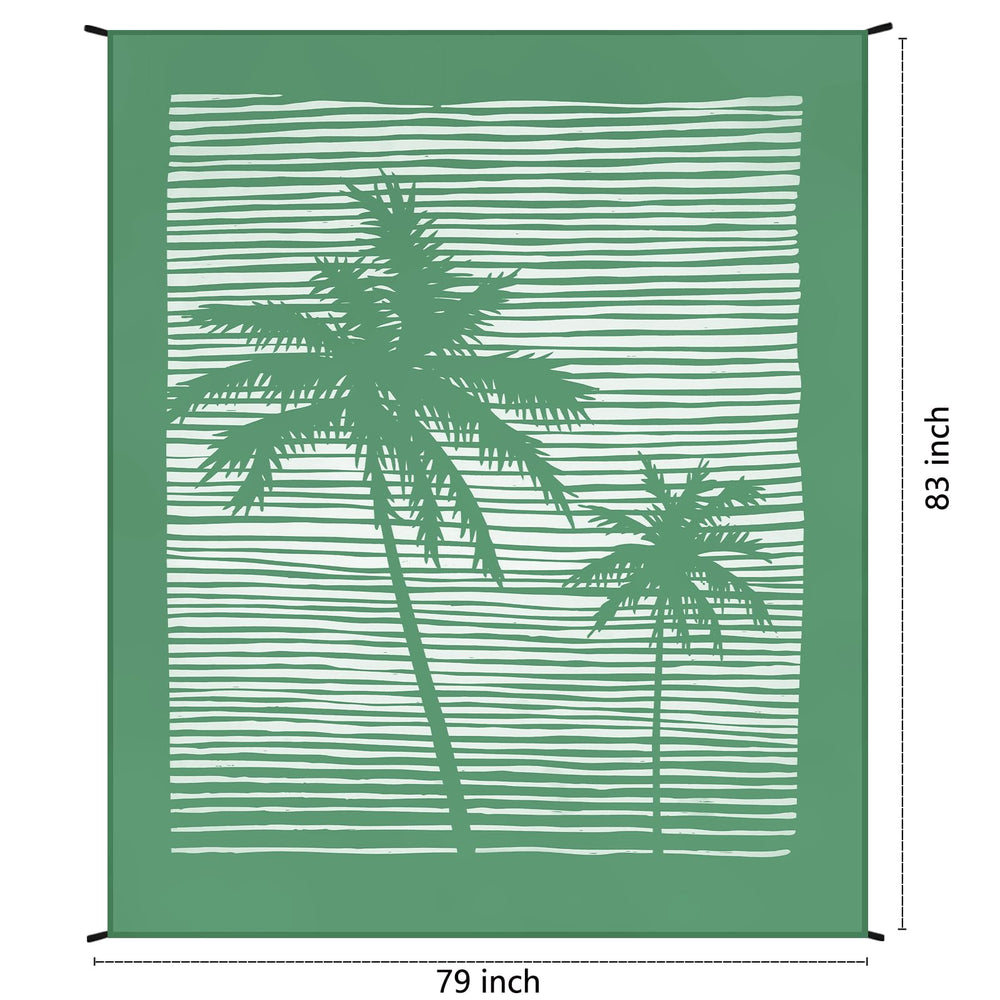 HIHOHO beach blanket anchored by stakes for stable placement on windy beaches.