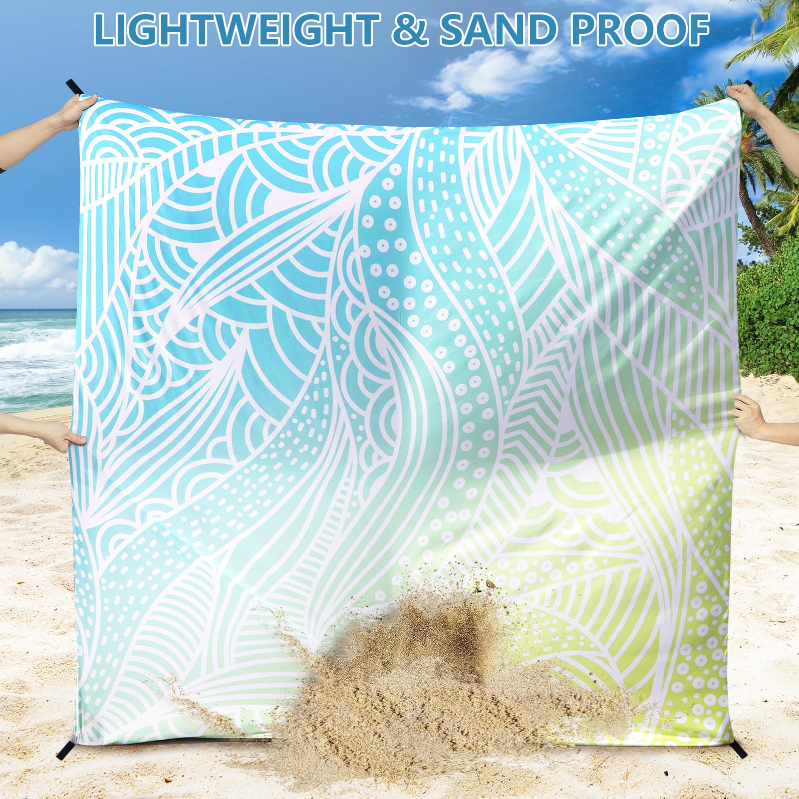 HiHOHO beach blanket compact folded fits in pouch for portable travel.