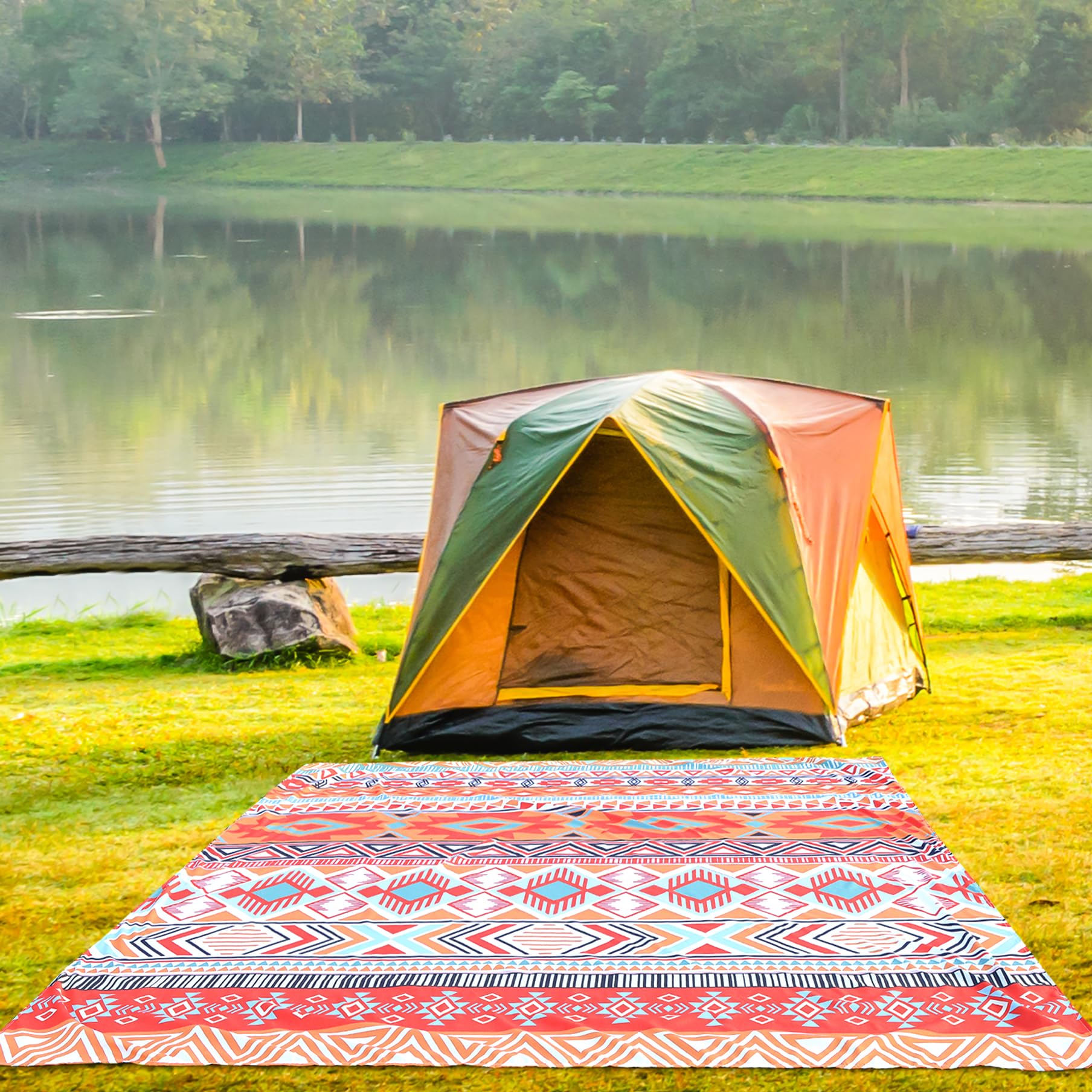 HIHOHO beach blanket corner-pockets anchor with sand or stones