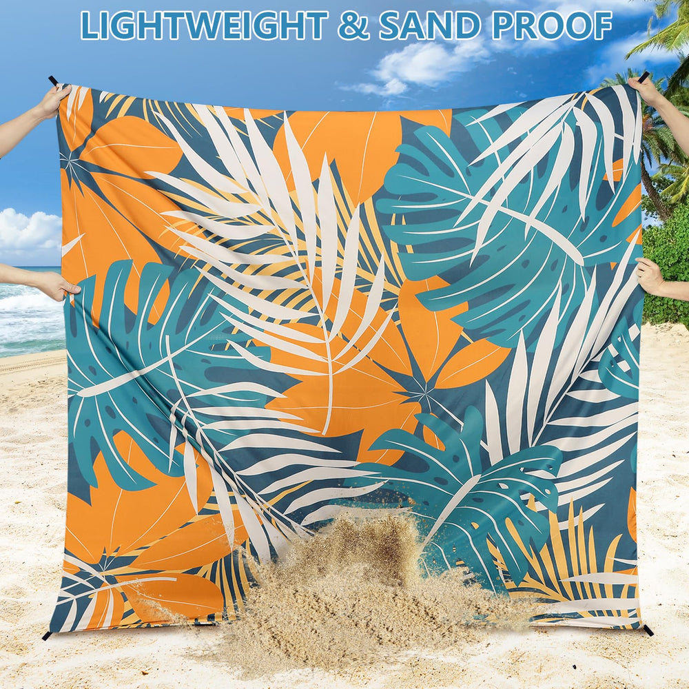 HIHOHO Beach Blanket corner sand pockets fix it securely for windy days.