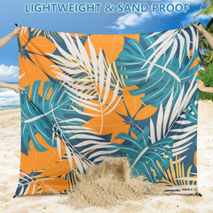 HIHOHO Beach Blanket corner sand pockets fix it securely for windy days.