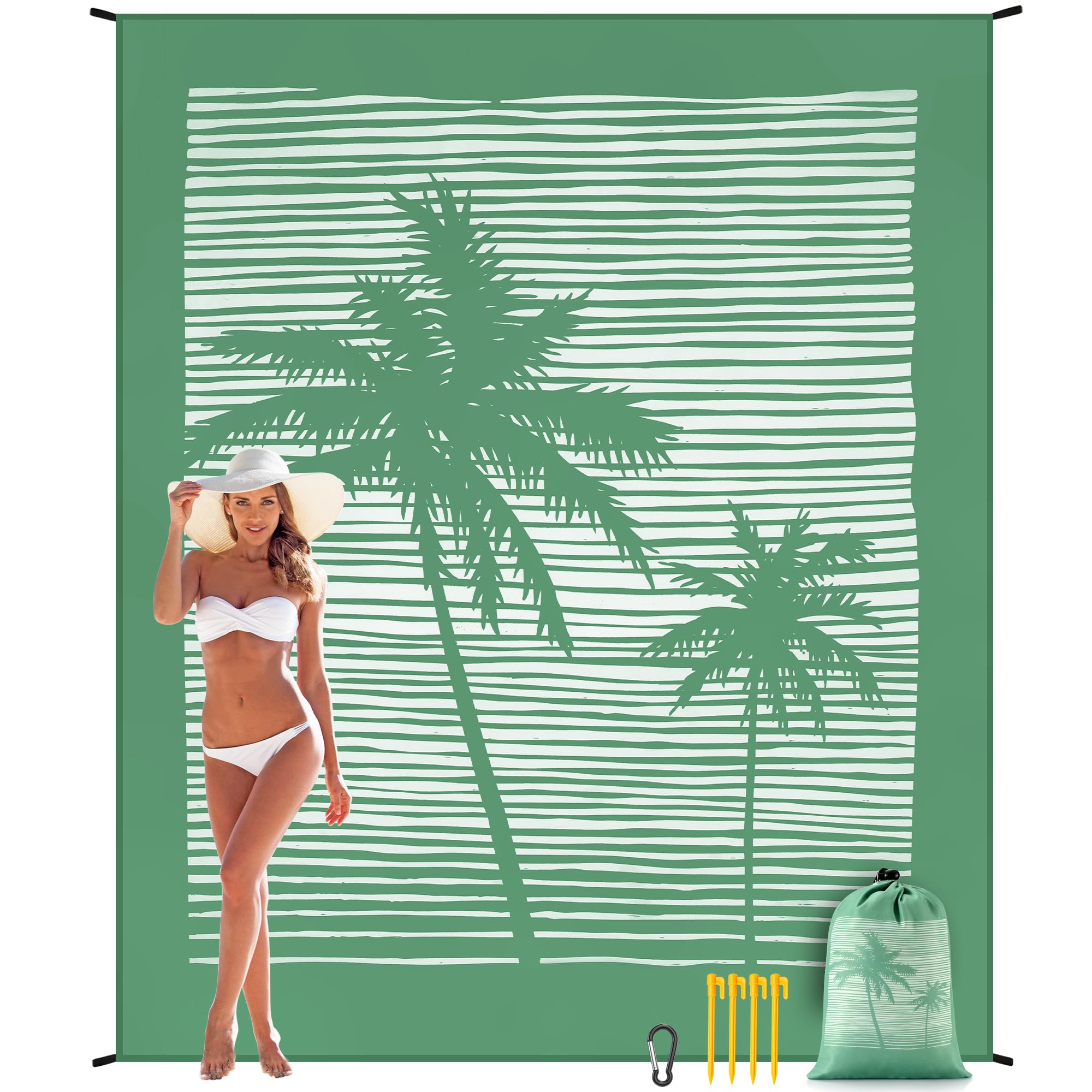 HIHOHO beach blanket durable nylon construction resists wear during travel and camping.