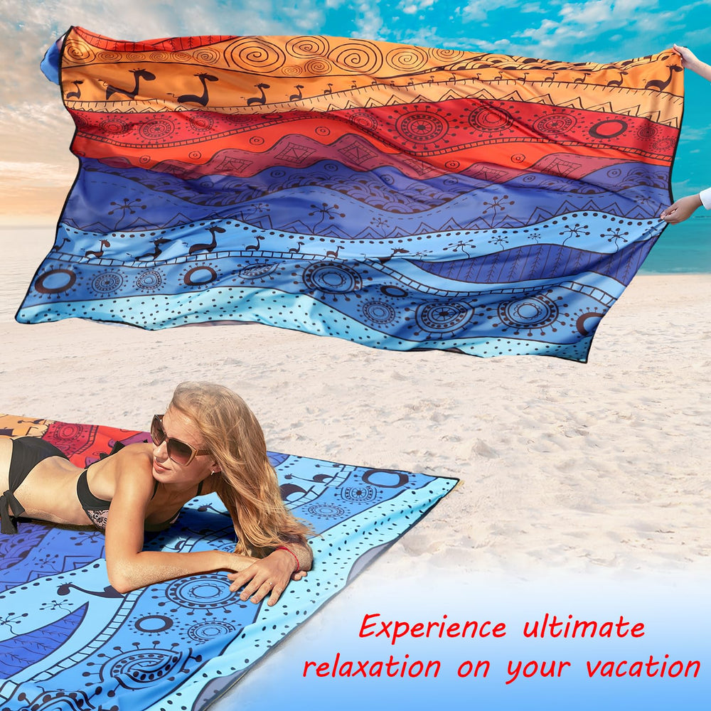 HiHOHO beach blanket folded into its compact carry bag for easy transport.