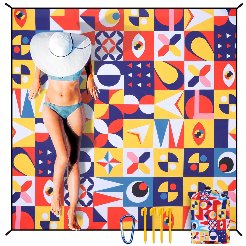 HIHOHO beach blanket folded compactly; travel-ready and lightweight.