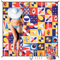 HIHOHO beach blanket folded compactly; travel-ready and lightweight.