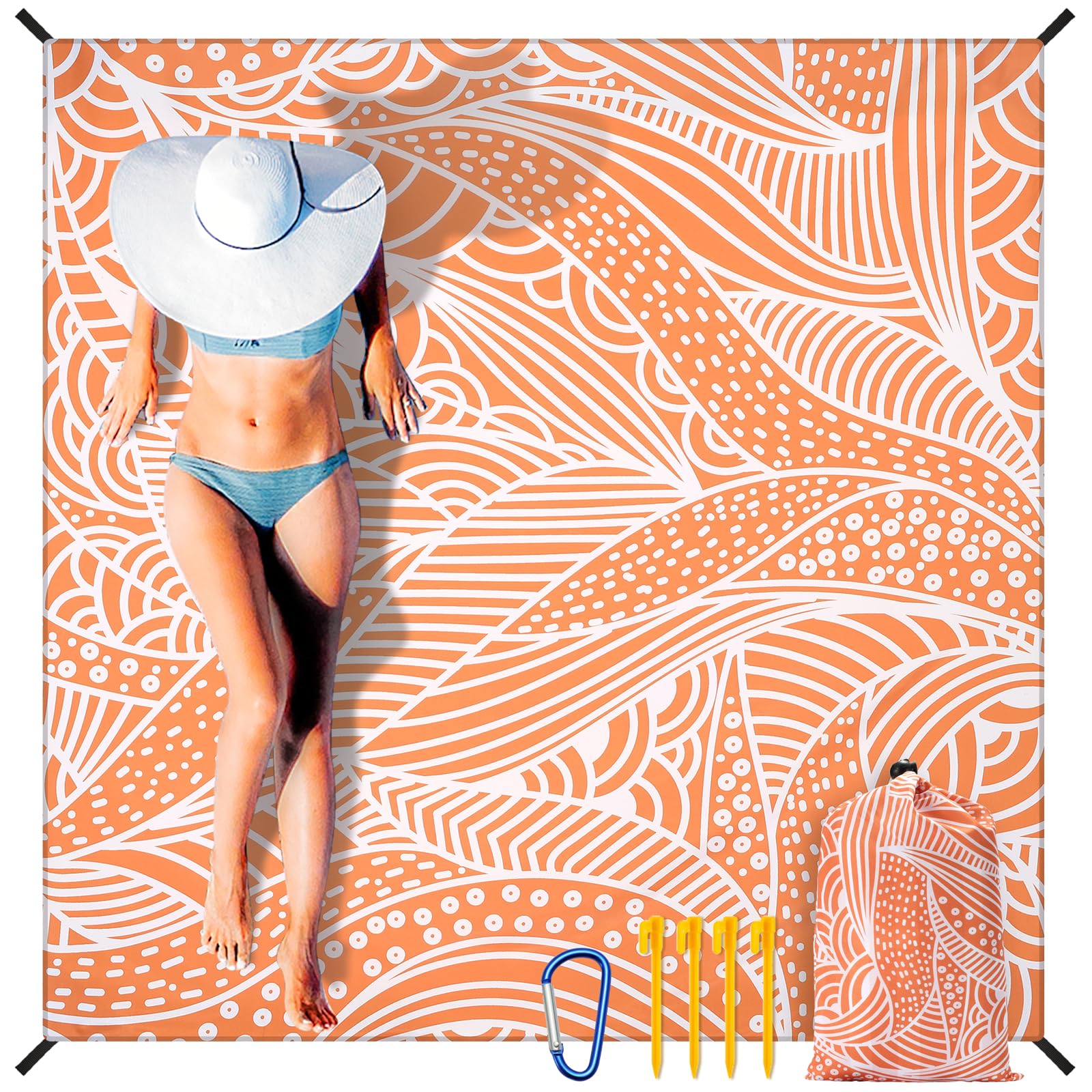 HIHOHO Beach Blanket folded compact for travel storage and quick setup.
