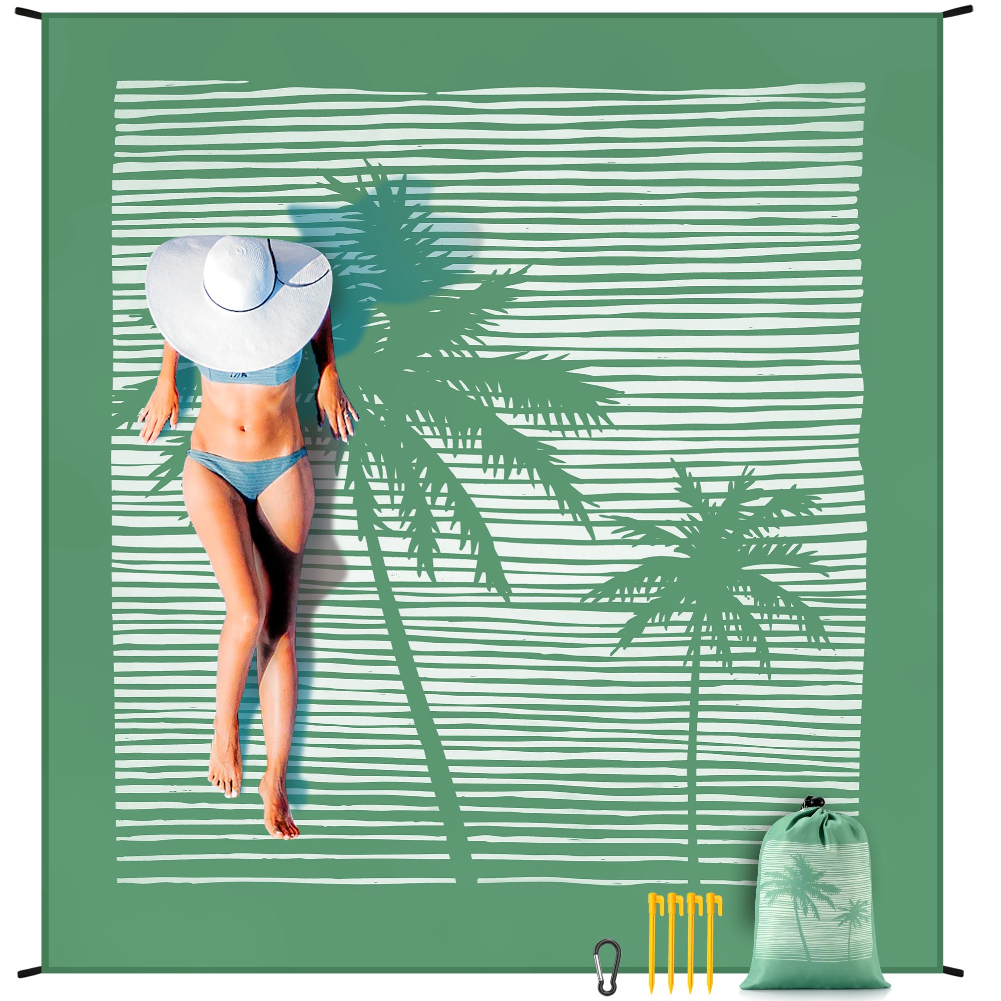 HIHOHO beach blanket folded compact for easy carry and quick setup.