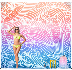 HIHOHO beach blanket folded in pouch offers ultra-compact portability