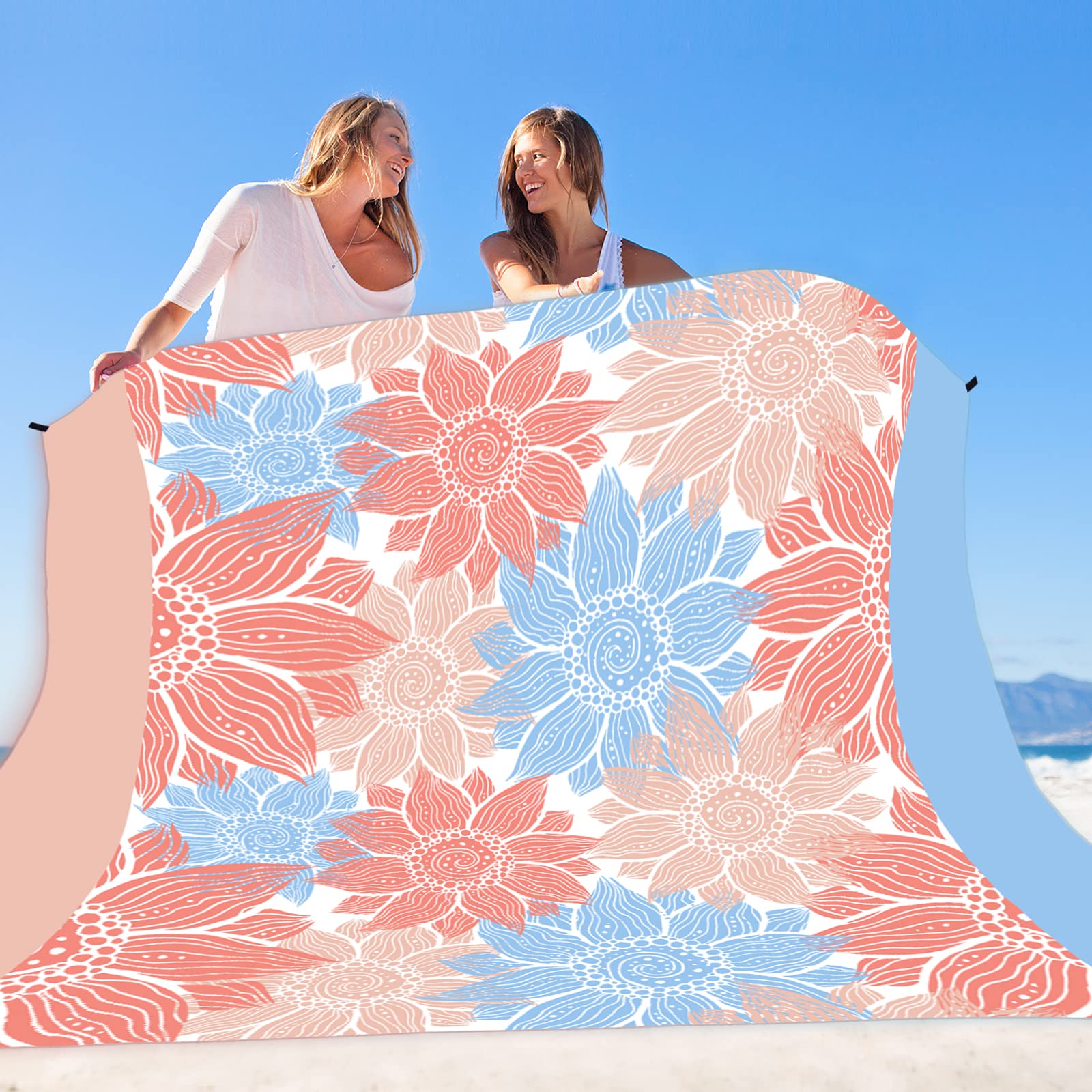 HIHOHO Beach Blanket machine washable for easy cleanup after trips.