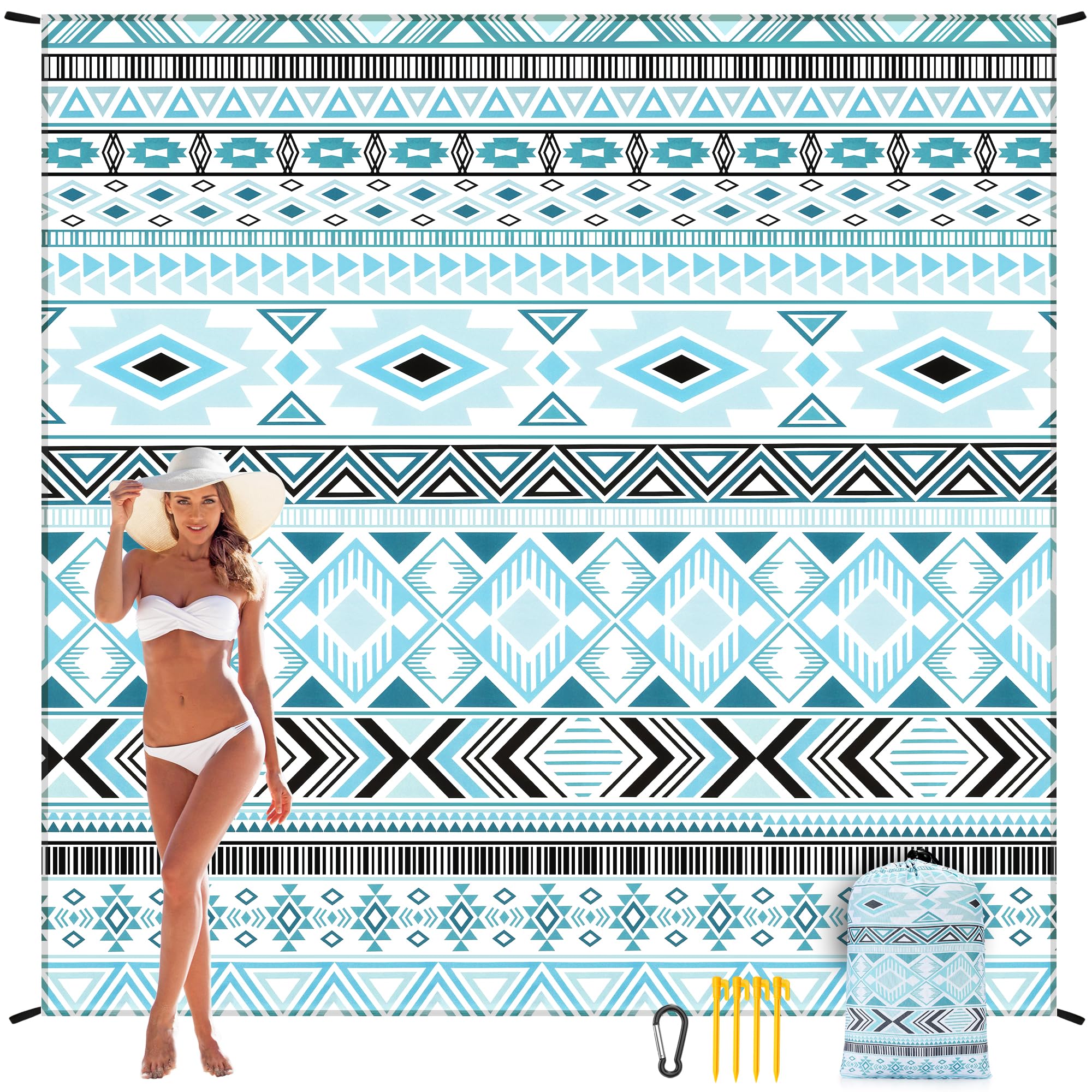 HIHOHO beach blanket machine washable for easy cleanup after trips.