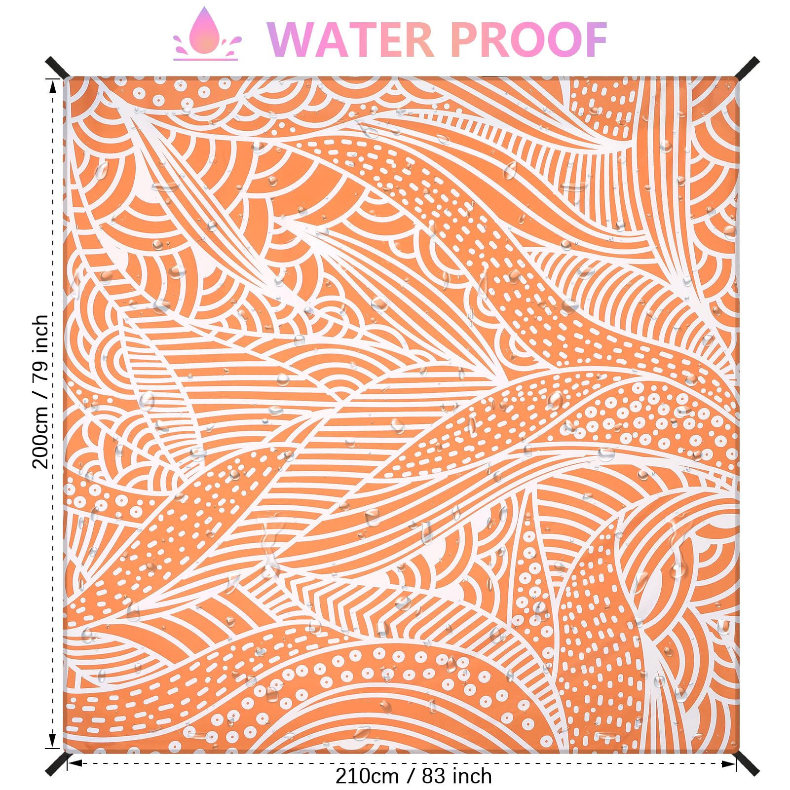 HIHOHO Beach Blanket on sand demonstrates sandproof and waterproof durability.