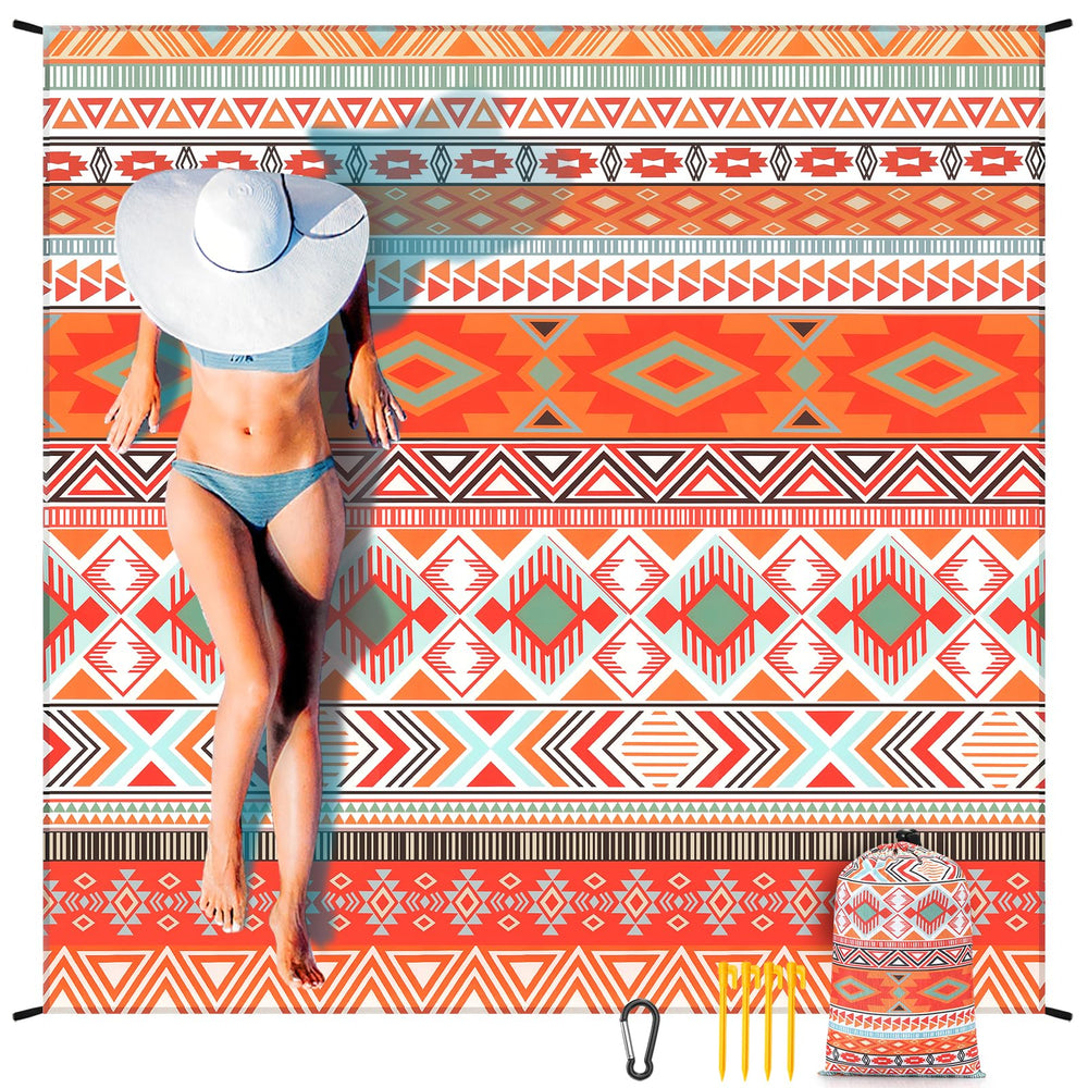 HIHOHO beach blanket oversized 79x83 inches for family picnics and beach lounging