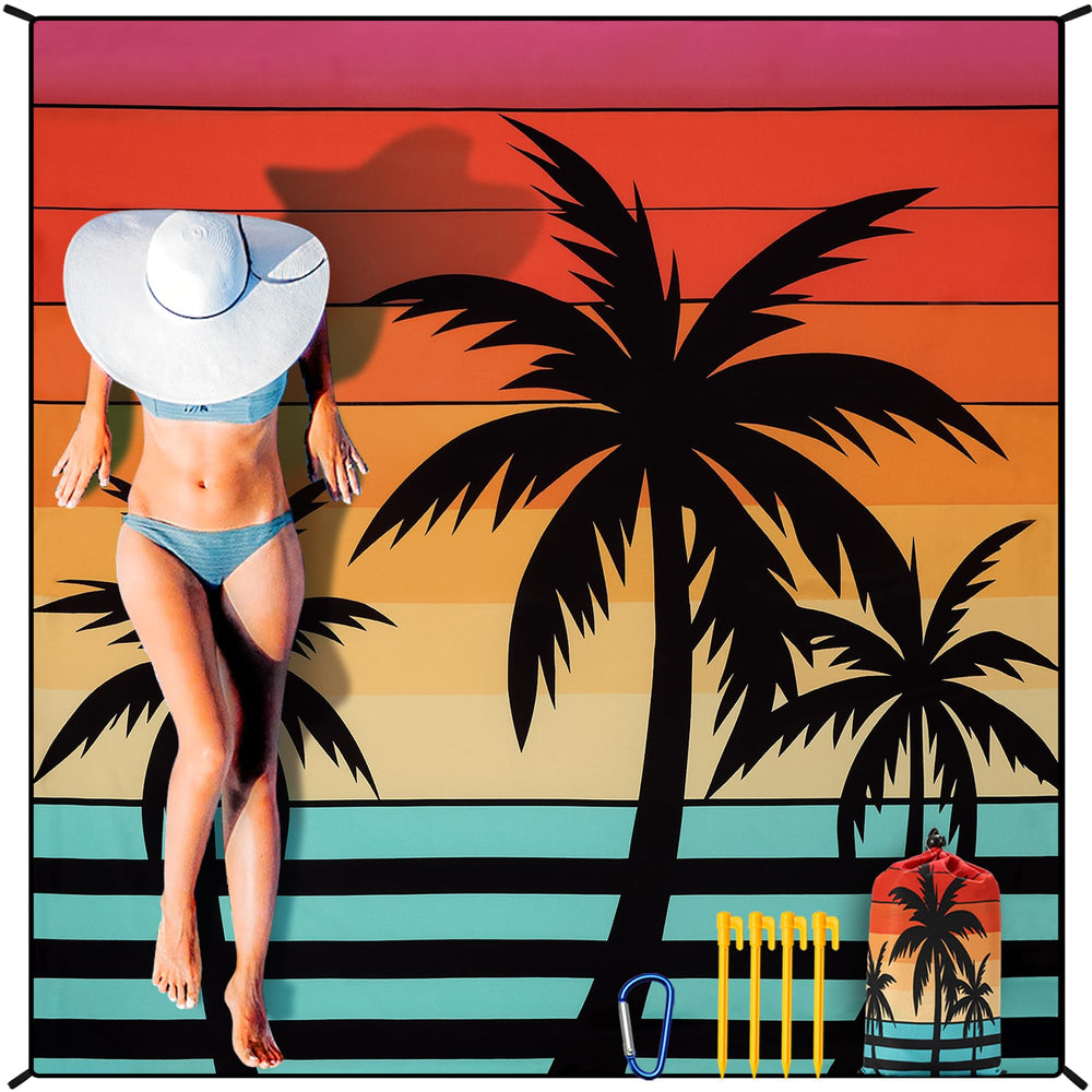 HIHOHO Beach Blanket oversized spread on sand supports 1-8 adults for comfortable beach days