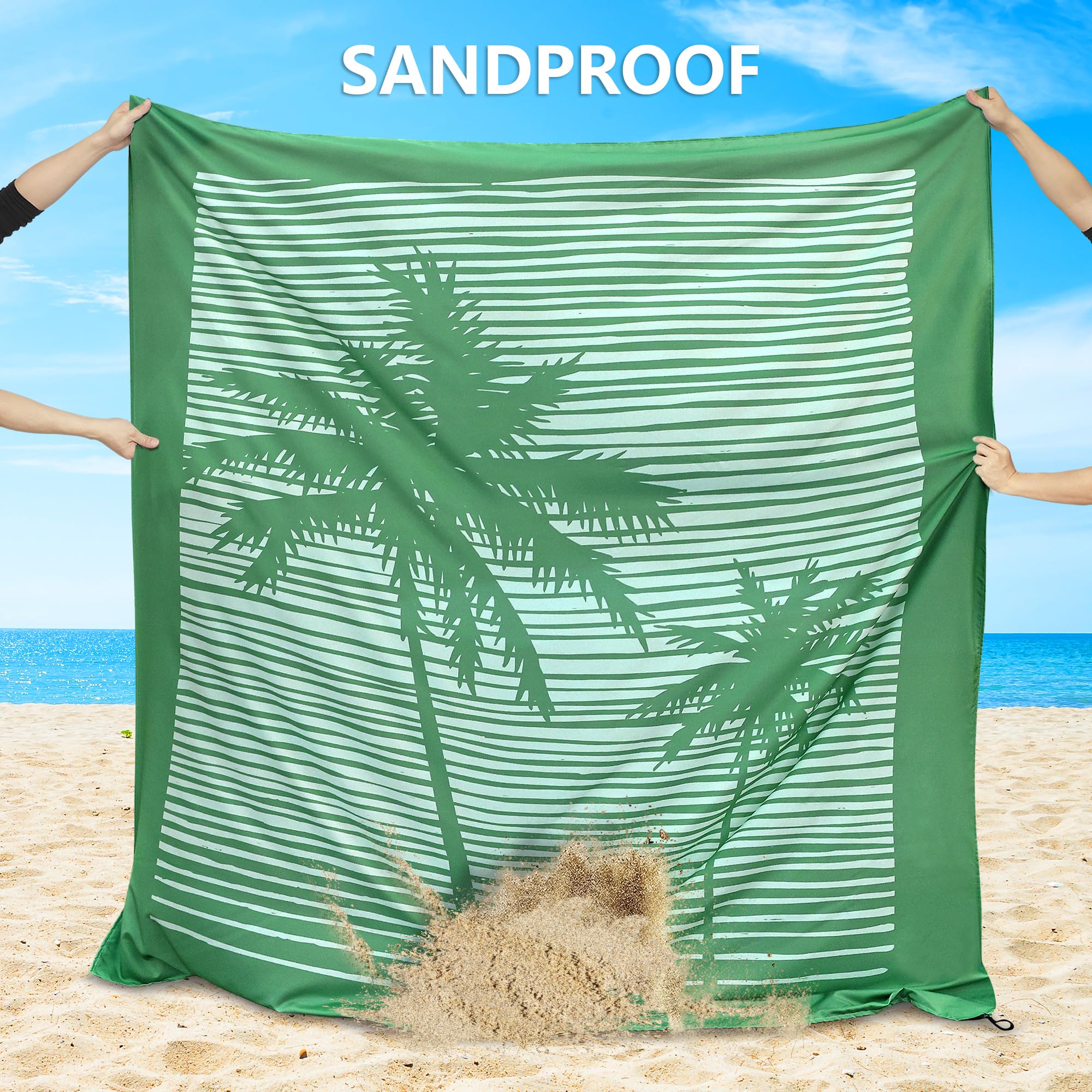 HIHOHO beach blanket spread on grass for family picnics and outdoor lounging.