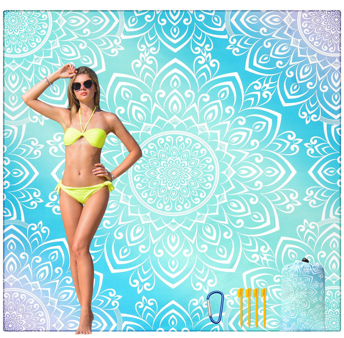HIHOHO Beach Blanket sandproof-waterproof closeup showing durable protection for beach days.