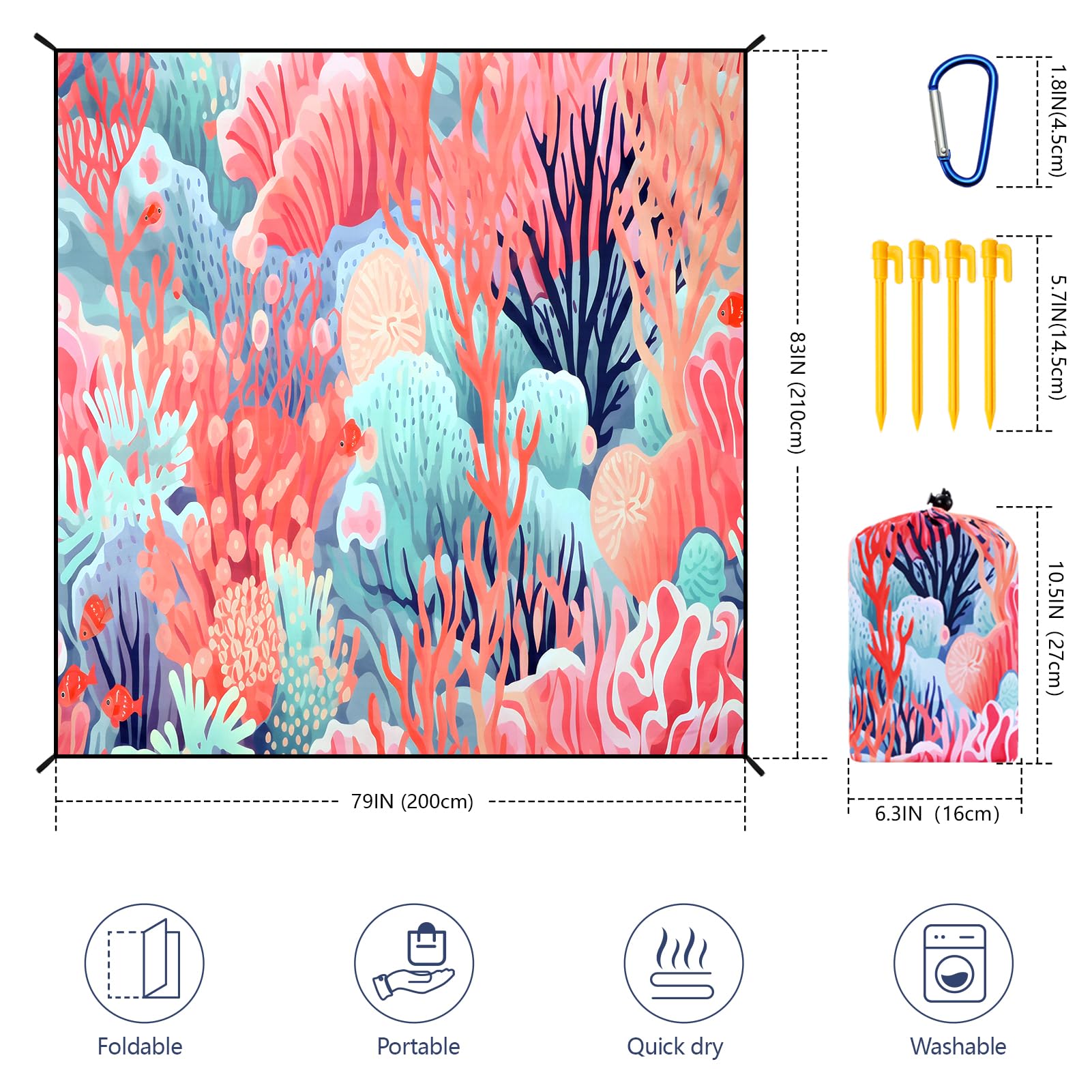 HIHOHO beach blanket waterproof closeup showing ripstop nylon texture and sand resistance