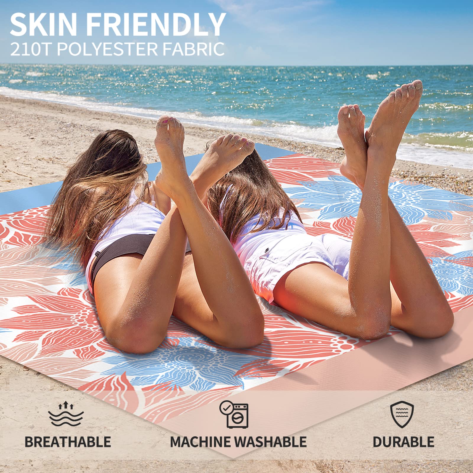 HIHOHO beach blanket waterproof and sandproof keeps sand out and water away