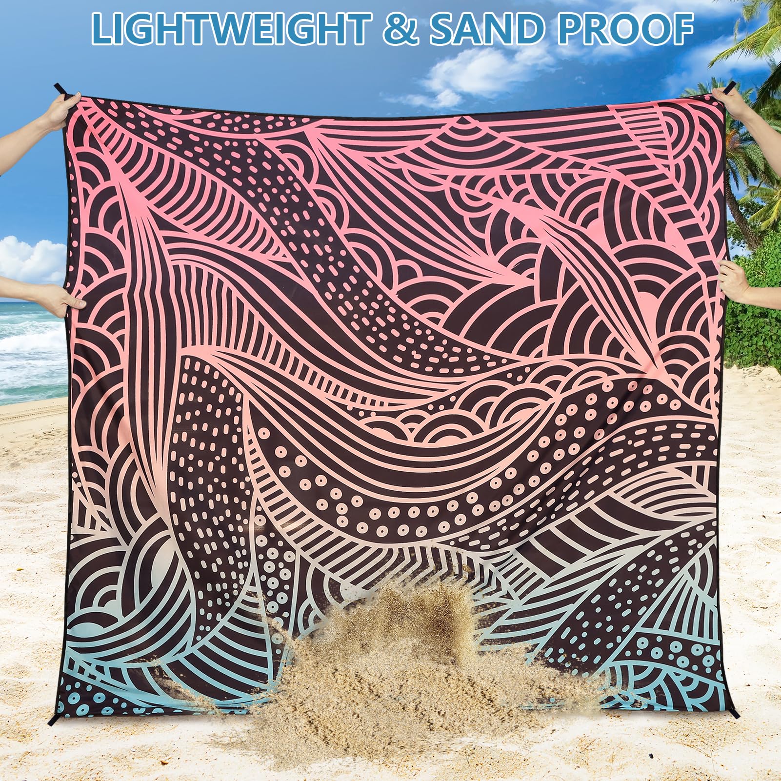HIHOHO Beach Blanket waterproof-sandproof keeps you dry and sand-free after seaside lounging