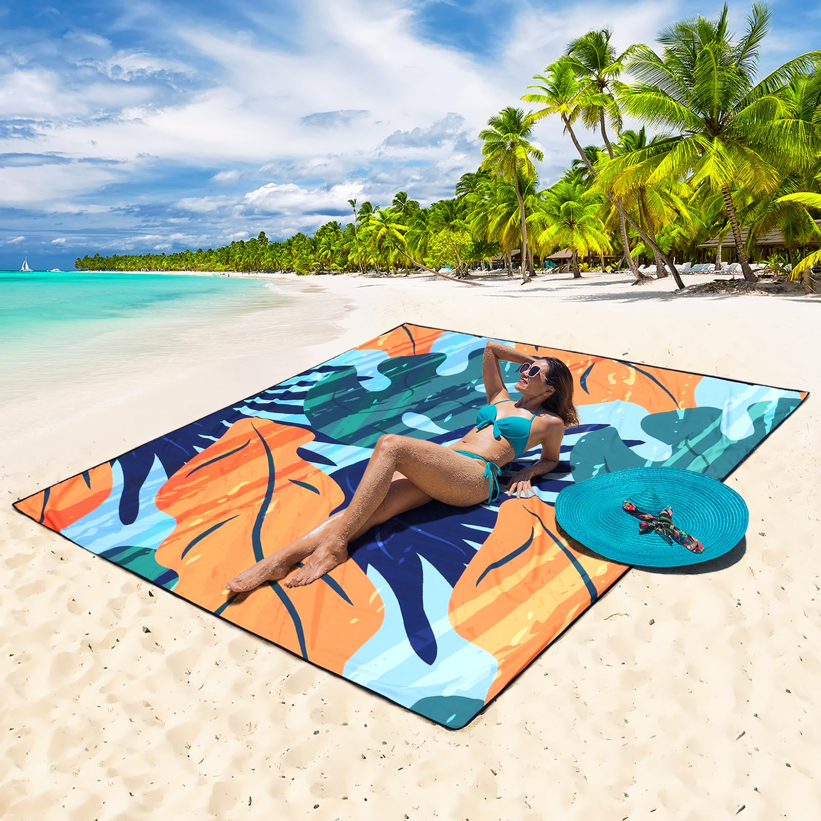 HIHOHO beach blanket waterproof surface dries fast after splashes or spills.